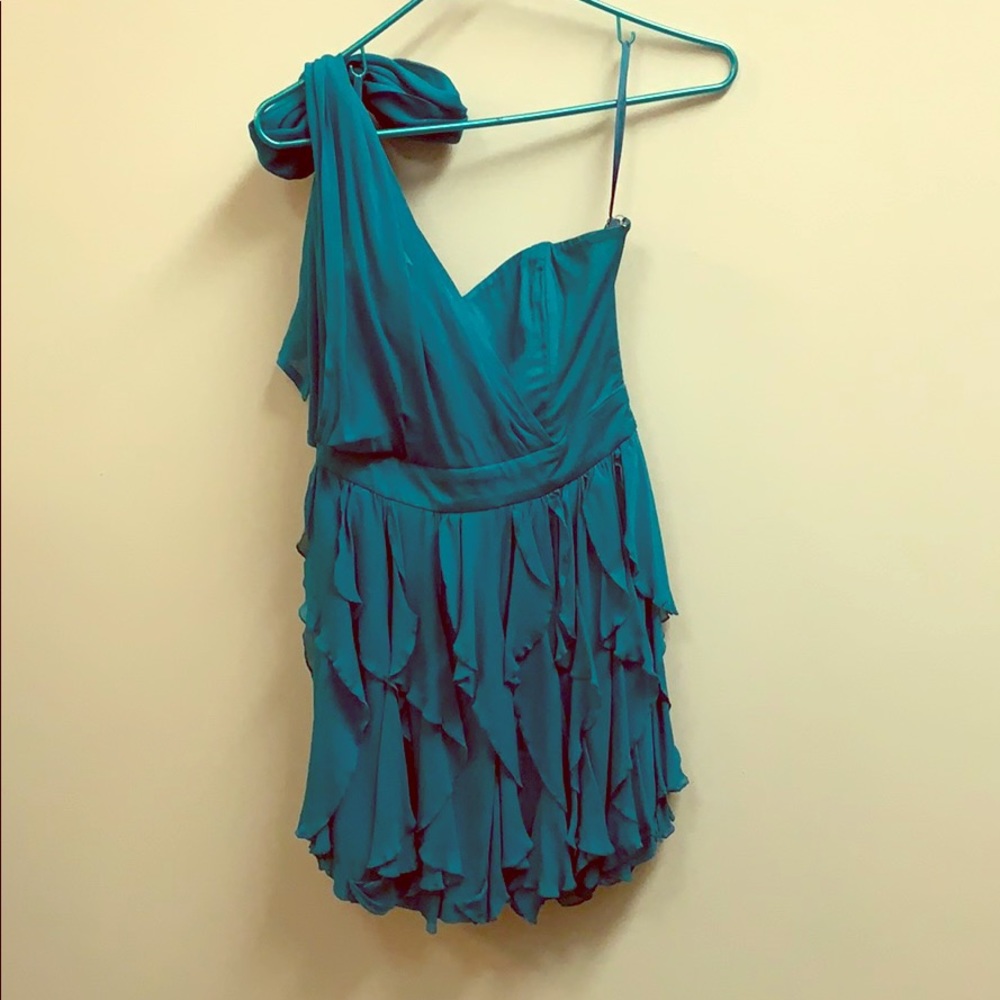 French Connection Teal One Shoulder Dress